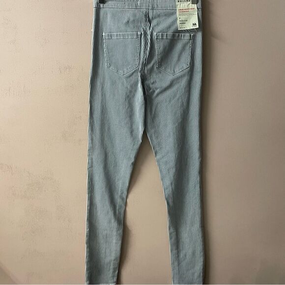 PacSun BullHead Uber High Rise Skinniest Blue & Cream Striped Jeans Sz 7 EUC - Picture 14 of 15